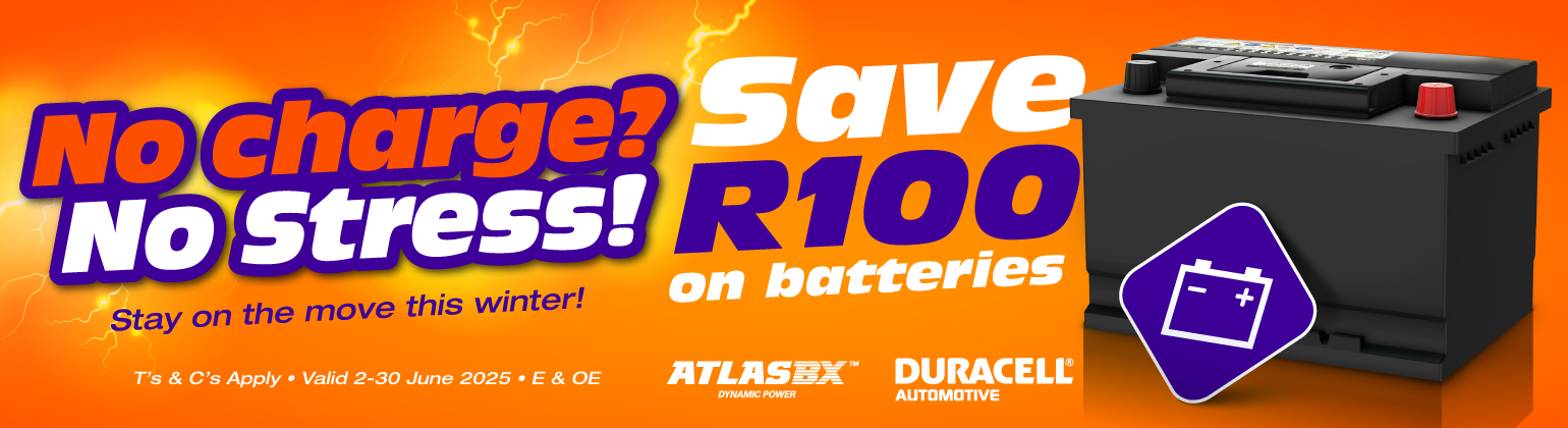battery campaign banner: a battery on an orange background
