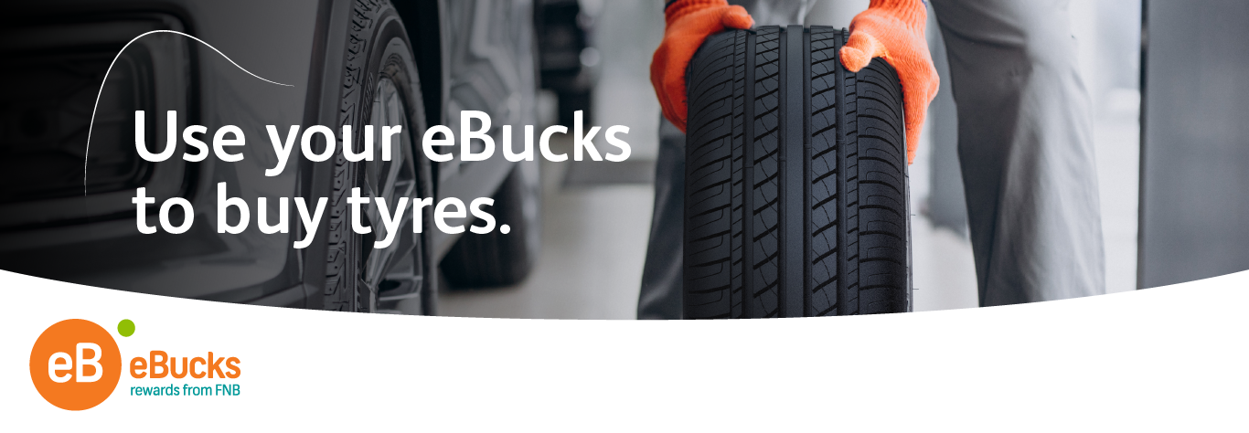 ebucks promotion banner: a technician handling a tyre