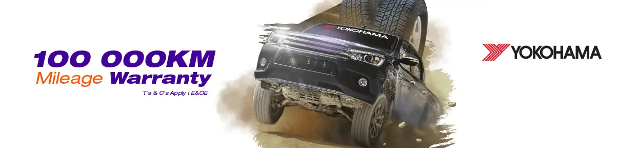 Yokohama Mileage warranty: A truck leaping into the air