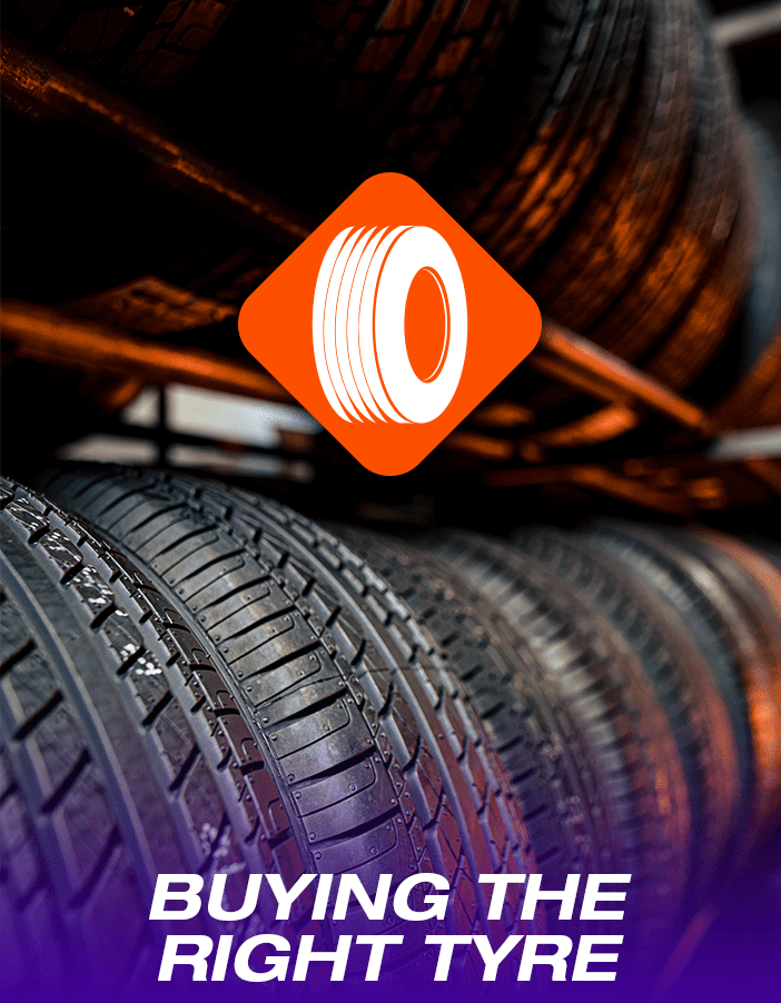 A row of tyres on a shelf