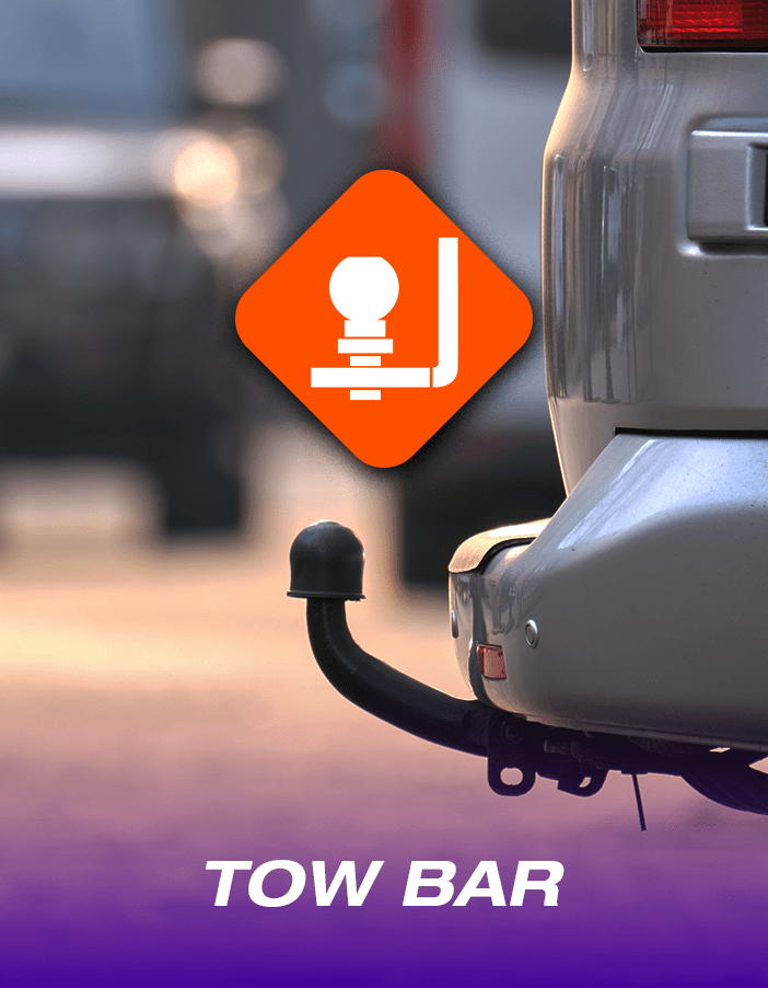 A tow bar installed on the back of a vehicle